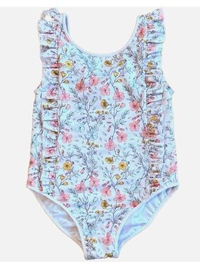 SweetHoney Girls Floral One Piece Swimsuit Ruffle Straps Boutique Size 10